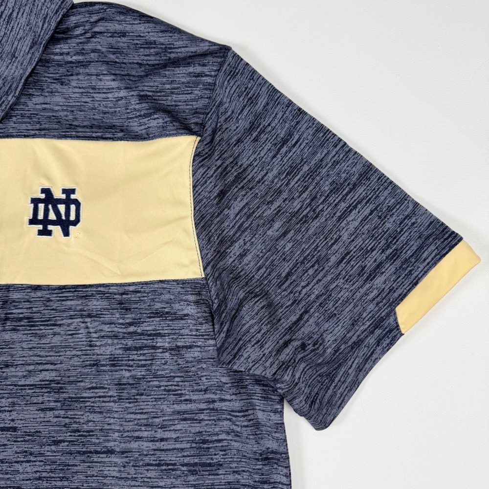 Colosseum Notre Dame Polo Mens L Blue Gold Excellent Performance Space Dye‎ ND - Picture 4 of 10